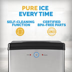 Newair Countertop Nugget Ice Maker, 45 lb, Self-Cleaning, Silver