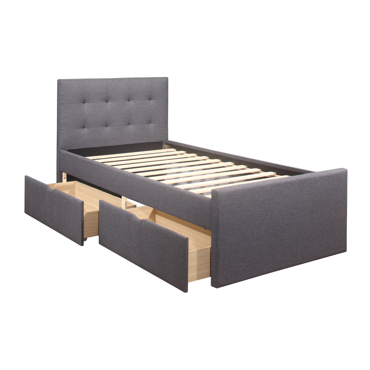 Hillsdale Living Essentials Upholstered Twin Platform Bed With 2 Storage Drawers, Gray
