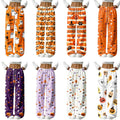 Women's Halloween Flannel Pajama Pants Comfy Drawstring Halloween Pajamas Cozy Warm Halloween Lounge Pants Bottoms S-2XL
