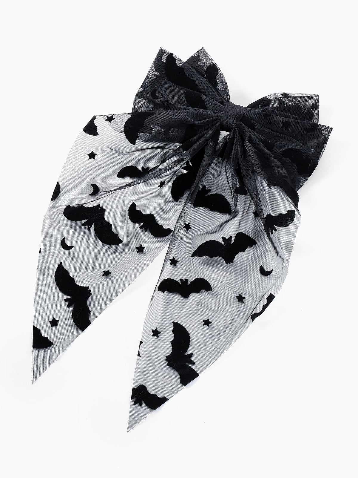 Way to Celebrate Halloween Women's Sheer Bat Hair Bow, Black, 1 Piece, Barrette Hair Clip