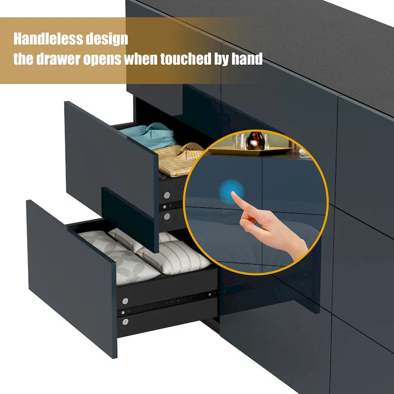 9-Drawer Storage Dresser Cabinet With Light, 15.7 W x 55.1 L x 30.3 H
