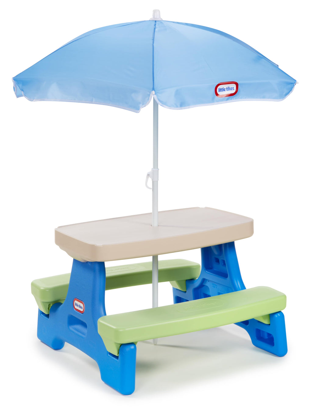 Little Tikes Easy Store Kids Picnic Table With Umbrella, 42.00 in L x 38.00 in W x 19.75 in H, Ages 2+