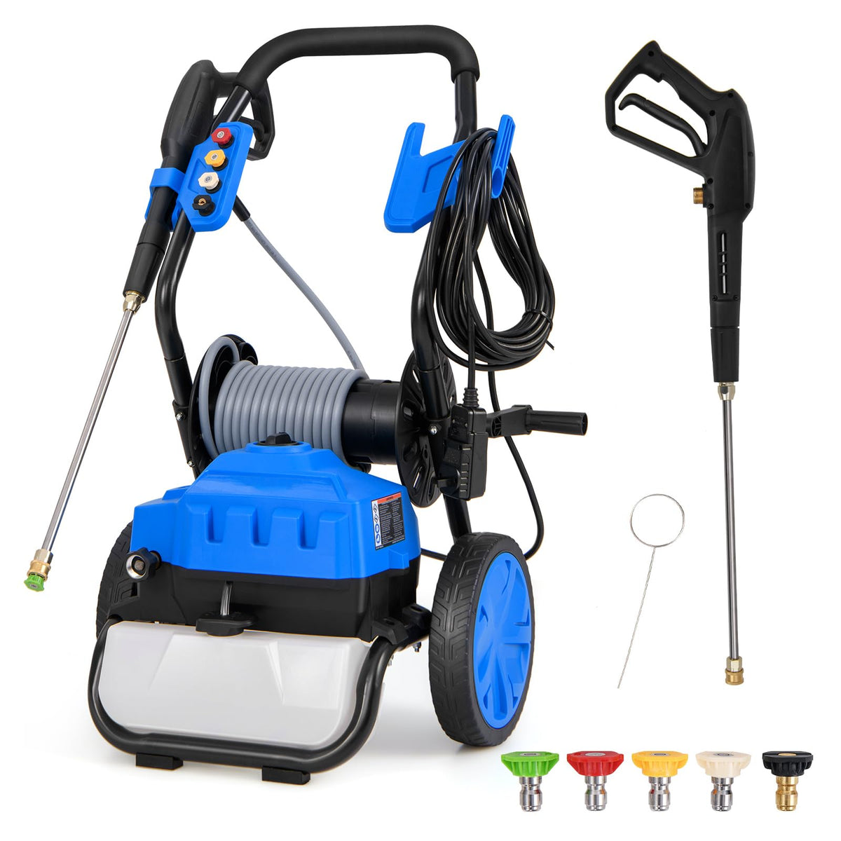 Electric Pressure Washer 2300 PSI 1.8 GPM With Wheels And 5 Quick-Connect Nozzles