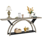 2-Tier Slim Console Sofa Table, Engineered Wood and Metal - 11.81 in D x 70.87 in W x 33.46 in H
