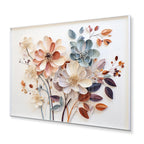 White Botanical Collage Metal Wall Art - Abstract Floral