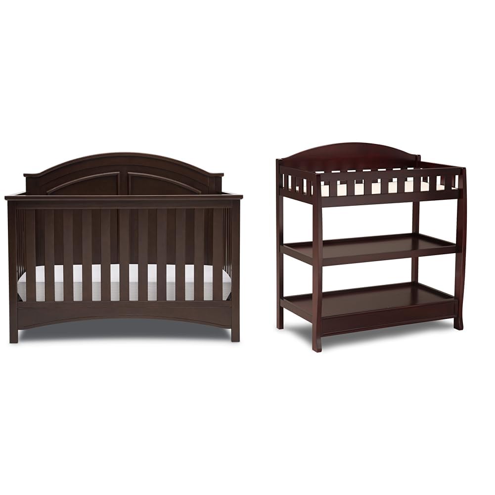 Delta Children Perry 6-in-1 Convertible Crib And Changing Table Set - Walnut Espresso