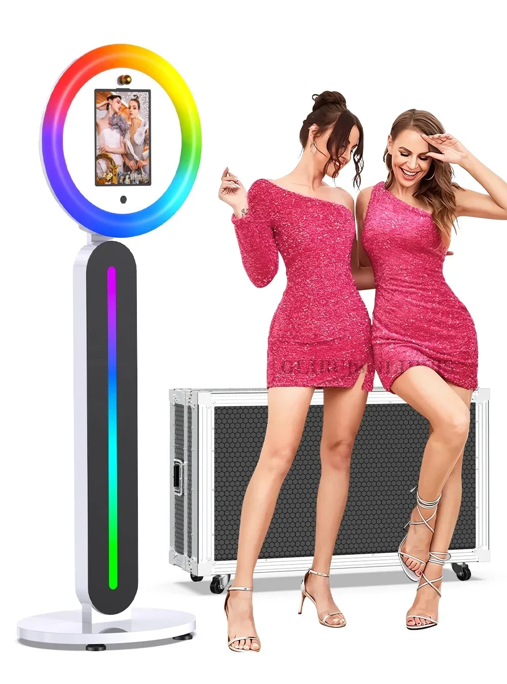 Portable iPad Photo Booth Stand With Ring Light and Remote App Control