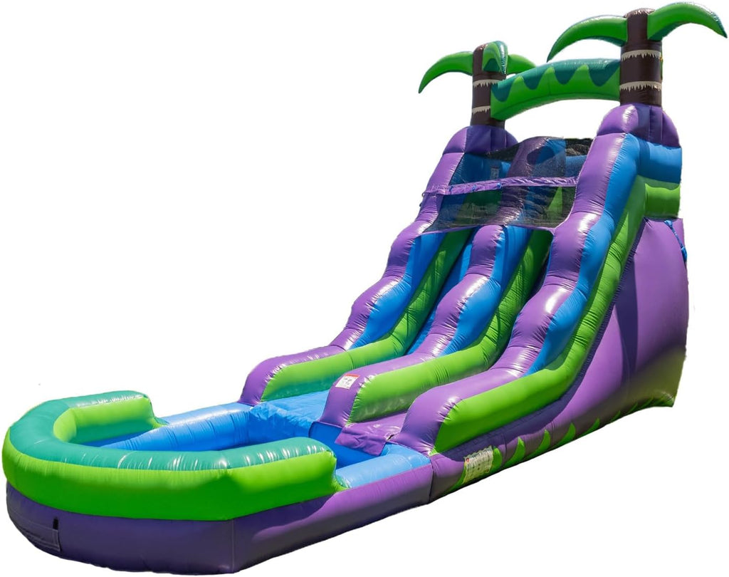 Commercial Grade Inflatable Water Slide Bounce House With Pool, Blower, 24.5 ft x 9 ft x 16 ft - Purple/Green