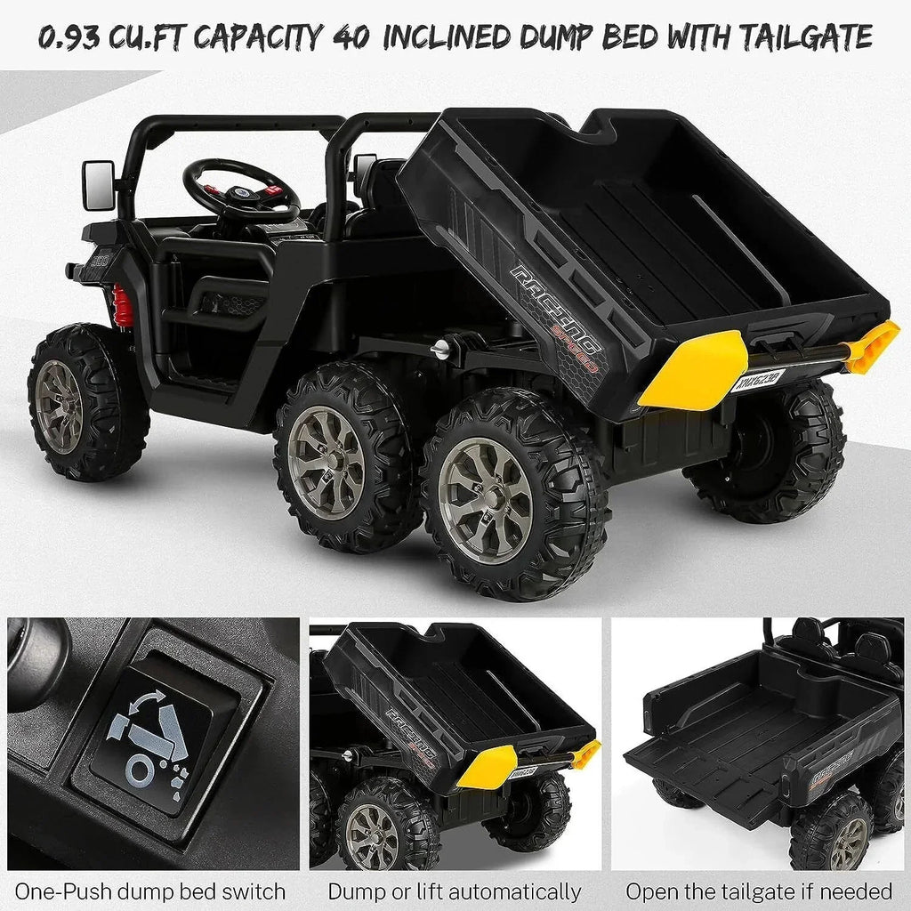 24V 6-Wheel UTV Ride-On With Dump Bed And 4WD Power