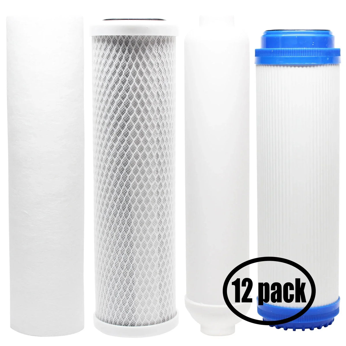 Denali Pure 12-Pack Replacement Filter Kit For Expres Water RODI10D RO System - Carbon Block, PP Sediment, GAC And Inline Filters