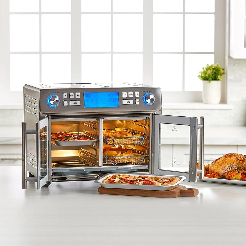 25-Qt. Extra-Large Dual-Zone Air Fryer Toaster Oven With French Doors