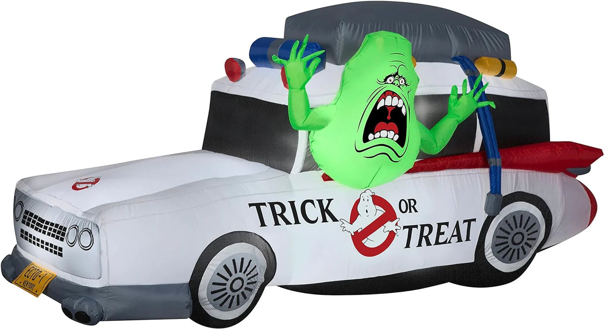 Gemmy Airblown Inflatable Ghostbusters Ecto-1 Mobile With Slimer, 7 ft Wide - 552108
