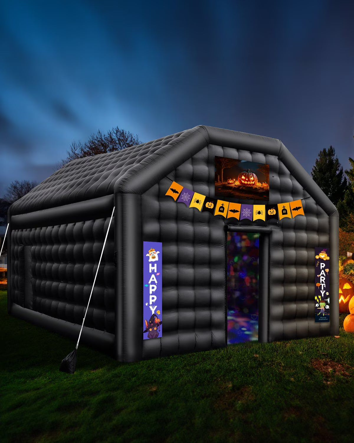 Inflatable Nightclub Party Tent With Lights, 19.7 x 16.4 x 12 Ft