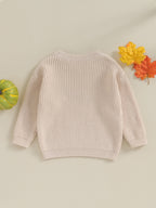 Loicainy Toddler Baby Boy Girl Halloween Knit Sweater 3 6 9 12 18 24 Months 2T 3T Long Sleeve Crewneck Letter Embroidery Pullover Autumn Winter Knitwear