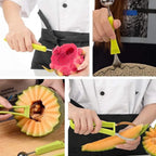 Melon Ball Spoon Set 4-in-1 Stainless Steel Fruit Carving Tool Set, Watermelon Spoon Fruit Tool Set Fruit Carving Tool (Green)