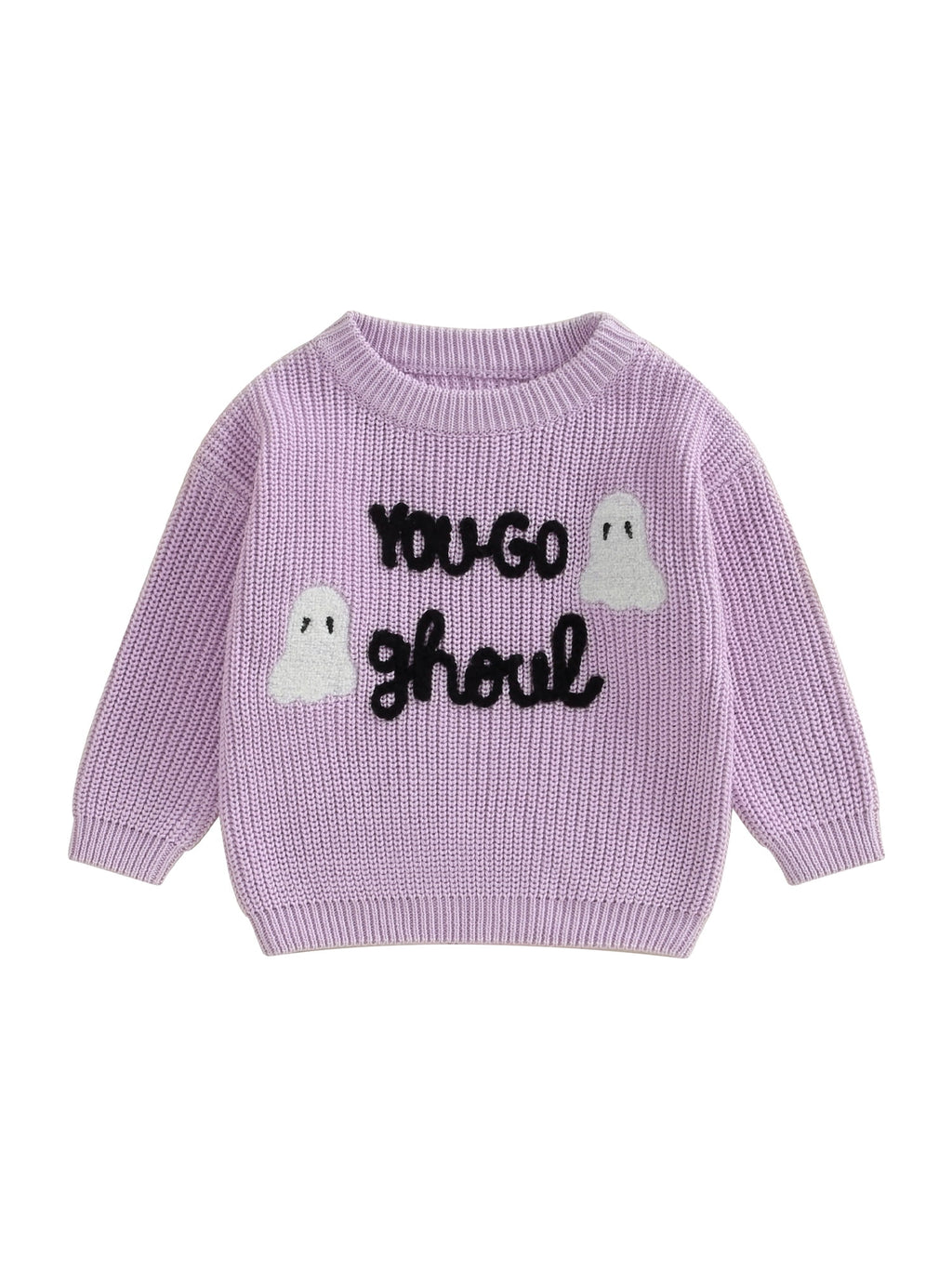 Loicainy Toddler Baby Boy Girl Halloween Knit Sweater 3 6 9 12 18 24 Months 2T 3T Long Sleeve Crewneck Letter Embroidery Pullover Autumn Winter Knitwear
