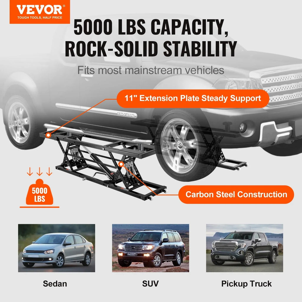 Portable Car Lift System 5000 LBS Carbon Steel Black - 9.06 inch-25.6 inch