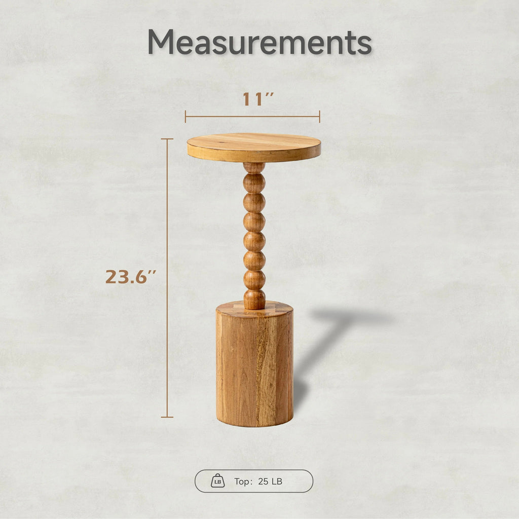 Wood Round Pedestal End Table With MDF Top And Solid Fir Wood Base