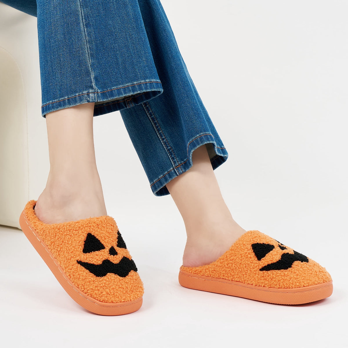 Ecetana Halloween Slippers for Women Holiday Fluffy Warm Fleece Slippers Indoor Bedroom House Shoes