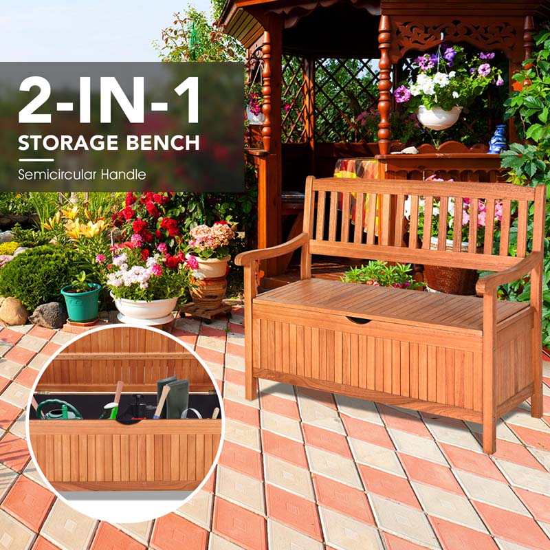 42 in Eucalyptus Patio Storage Bench, 33 Gallon Capacity