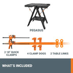 Worx Pegasus 2-in-1 Folding Work Table And Sawhorse With Clamps, 300-1000 lbs Capacity