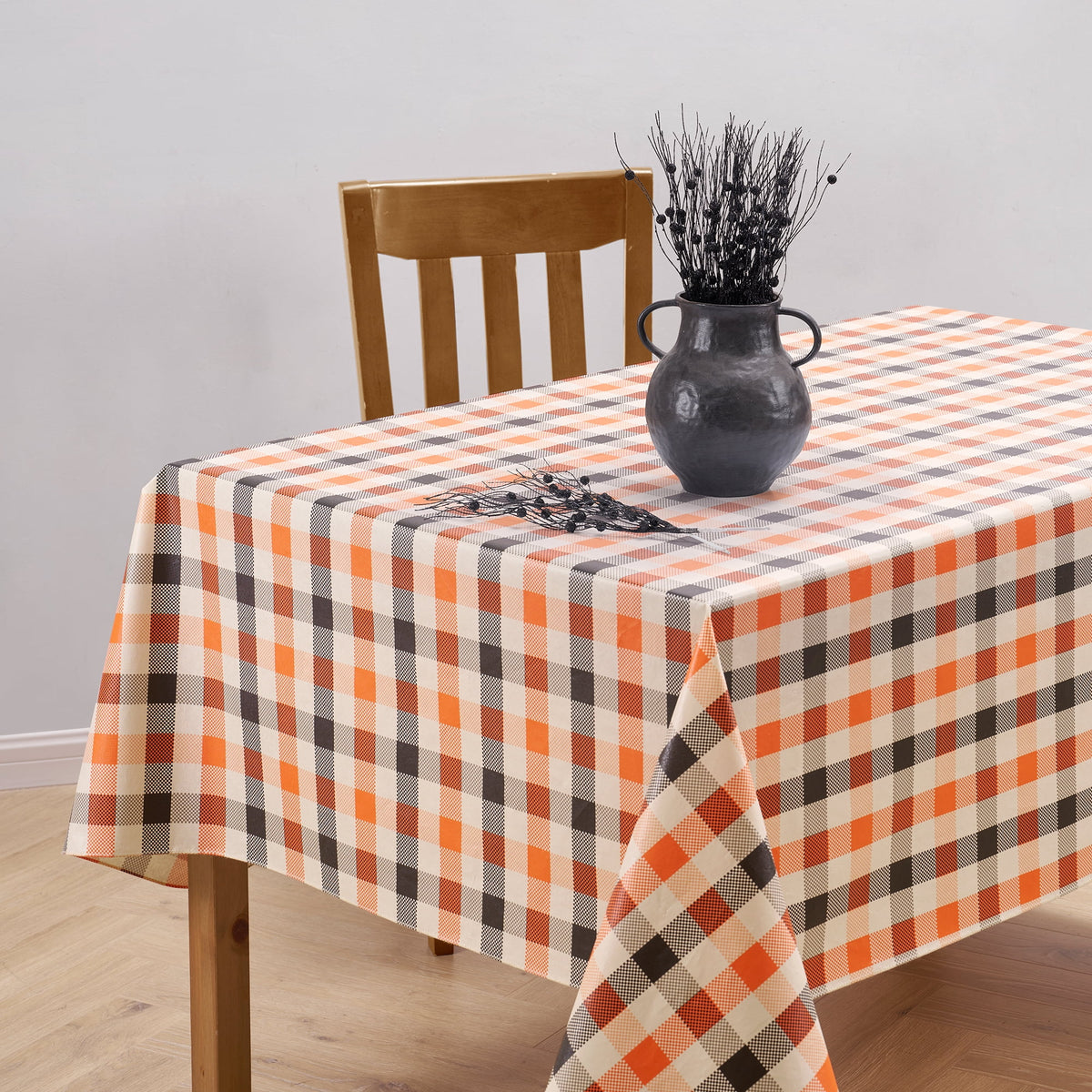 Way To Celebrate Halloween PEVA Tablecloth Indoor & Outdoor Table 60" x 84" - Buffalo Plaid