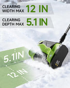 Cordless Electric Snow Shovel 20V 12-Inch 4-Ah With Battery And Quick Charger