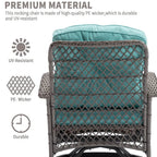 3-Piece Patio Swivel Rocking Chair Set With Glass Top Table - 2 Chairs