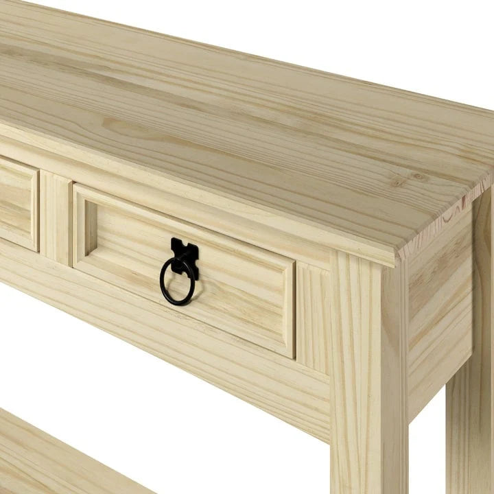 Solid Pine Wood Console Table With 3 Drawers - 47.99in W x 12.64in D x 28.82in H