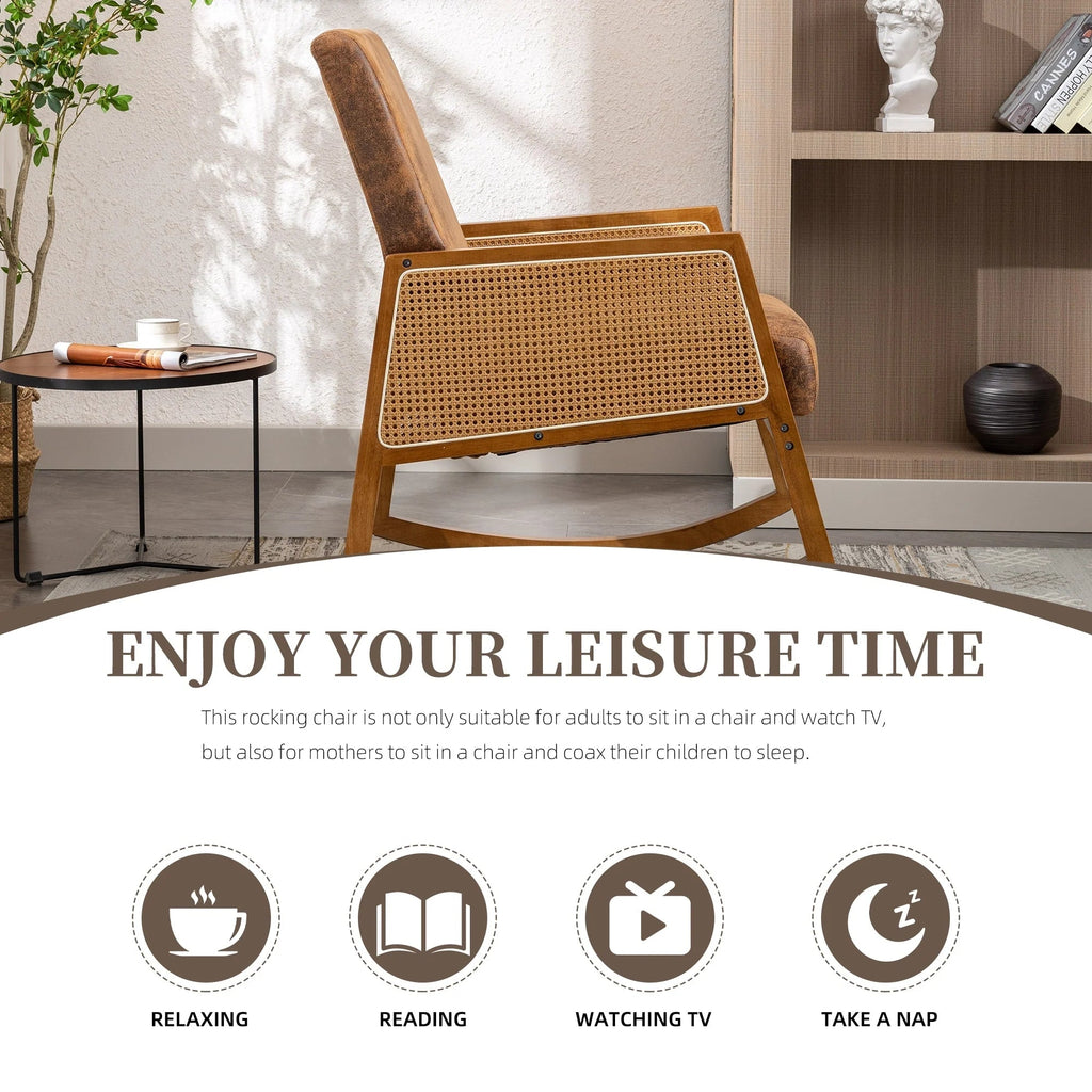 Upholstered Tall Back Gliding Rocking Armchair