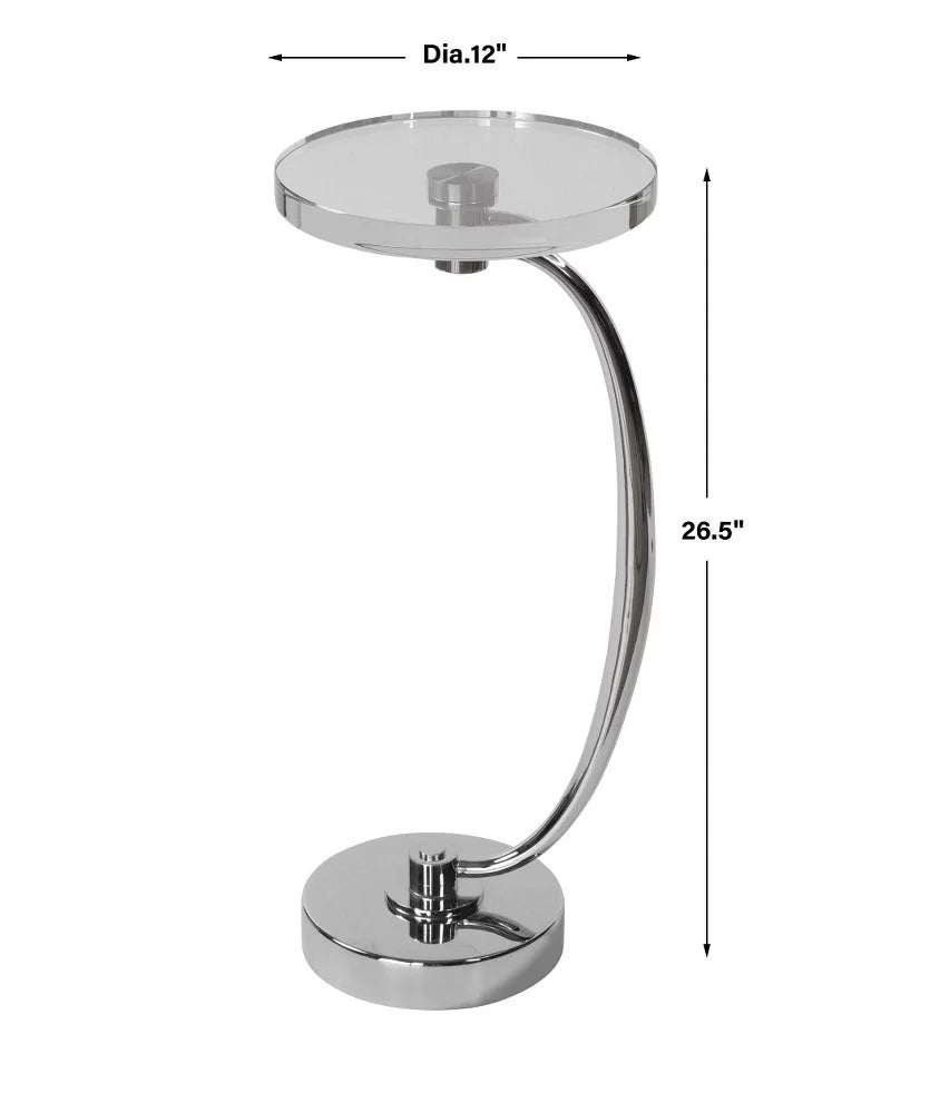 Bailey Street Home Drink Table 26.5 inch Polished Nickel Plated/Crystal Finish - 208-Bel-4541995