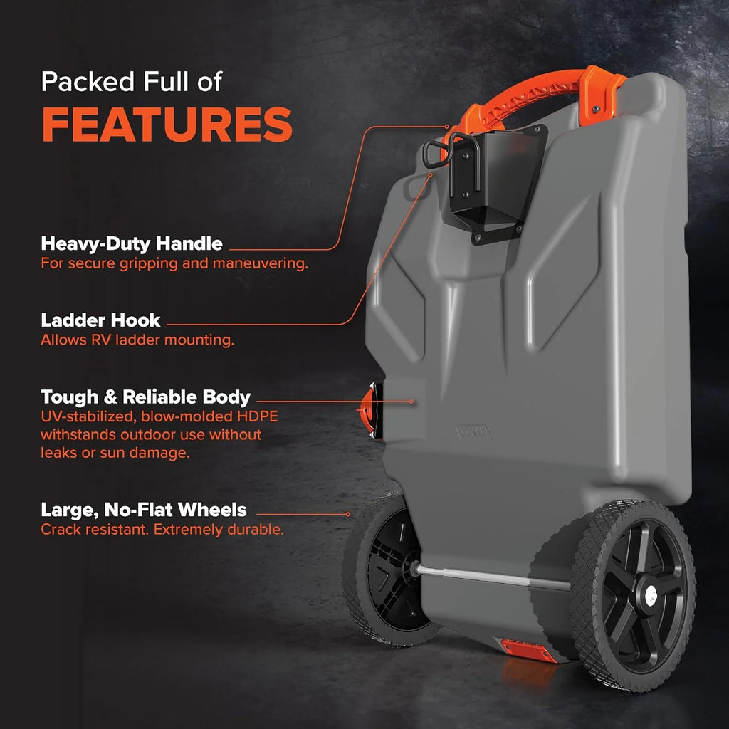 Camco Rhino 36-Gallon Portable RV Tote Tank With 2 Wheels - 39006