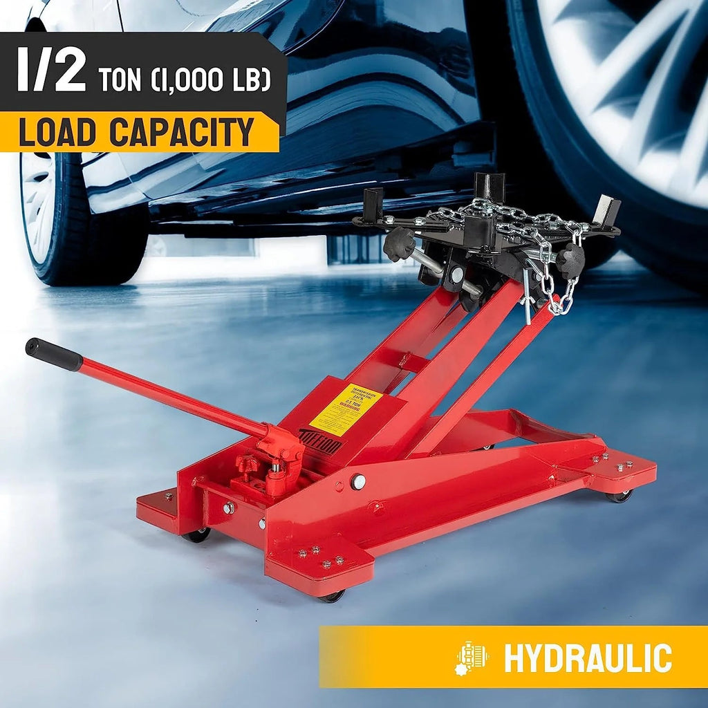 TUFFIOM Hydraulic Transmission Jack, 1,000 lb Capacity, 6.7 in. to 26.4 in., Red