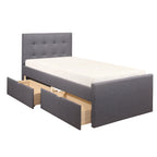 Hillsdale Living Essentials Upholstered Twin Platform Bed With 2 Storage Drawers, Gray