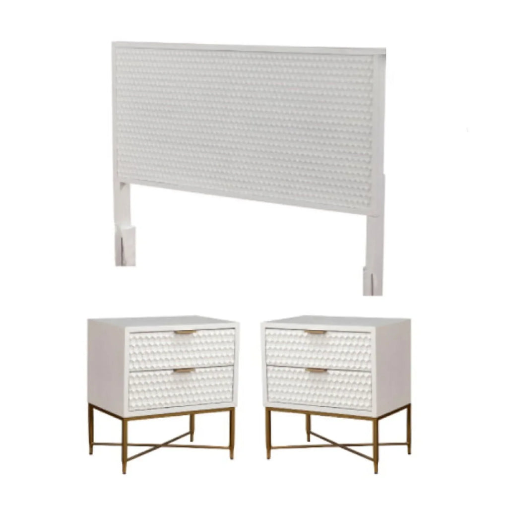 Home Square 3 Piece Furniture Set With 2-Drawer Nightstand And Full Wood Headboard
