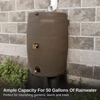 50 Gallon Rain Barrel With Brass Spigot And Flat-Back Design