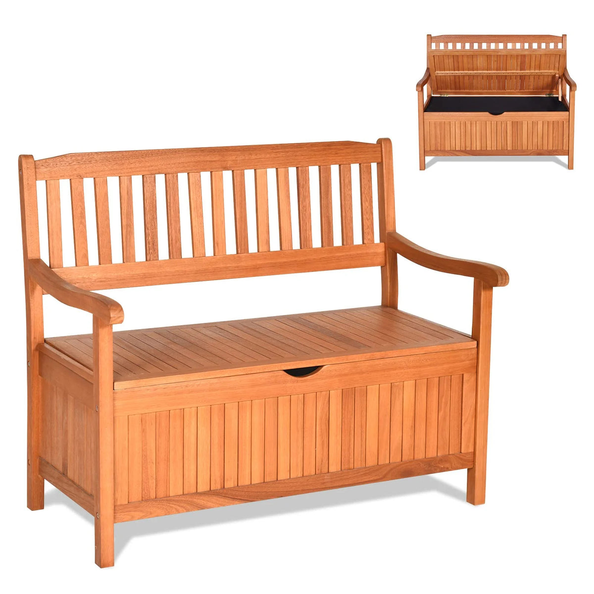 42 in Eucalyptus Patio Storage Bench, 33 Gallon Capacity