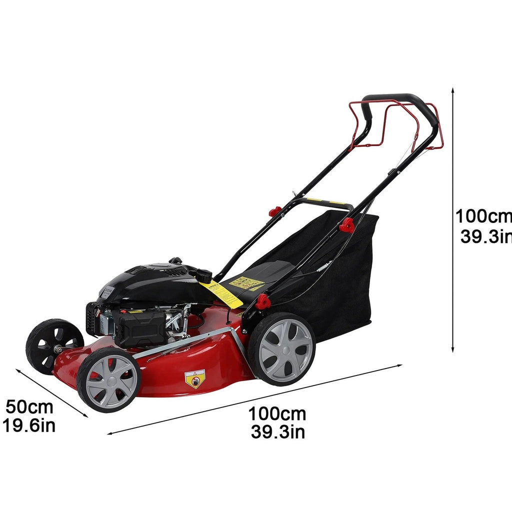 Self-Propelled Gas Push Lawn Mower, 141cc 4-Stroke Engine, 20 Inch Blade, 50L Grass Tank