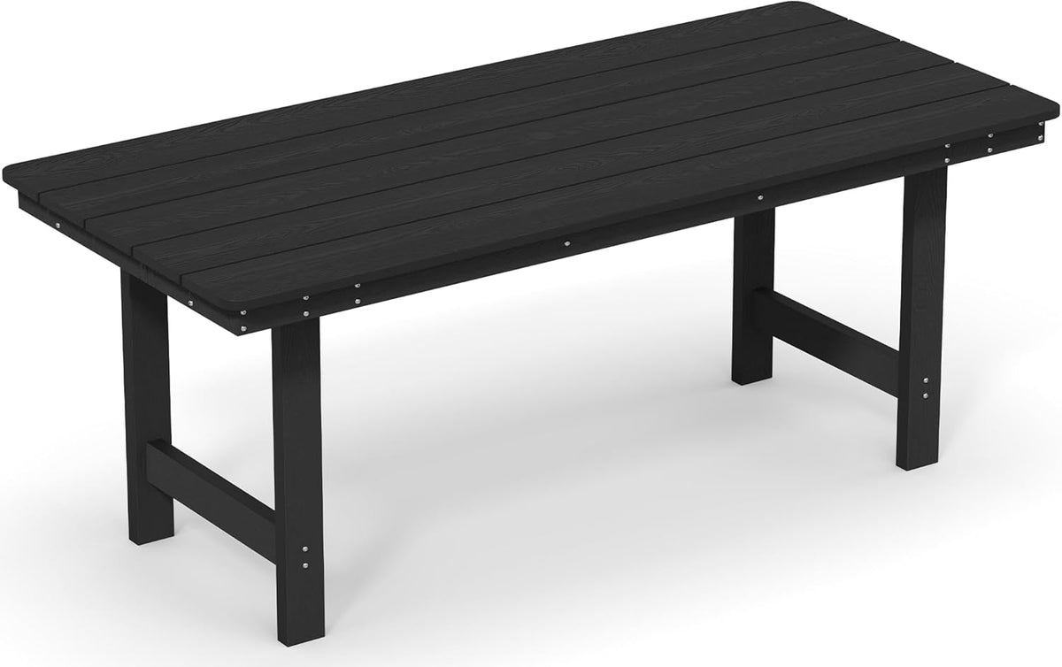 PIZZELLO Rectangular HDPE Outdoor Dining Table for 6, 66in, Black