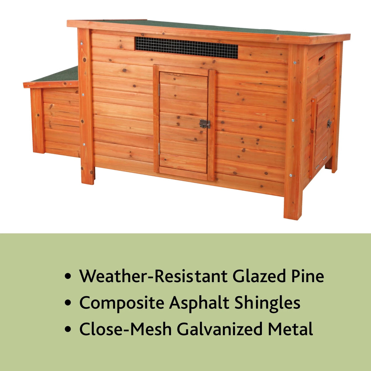 TRIXIE Weatherproof Outdoor Wooden Chicken Coop With 2 Nesting Boxes And Run, Brown