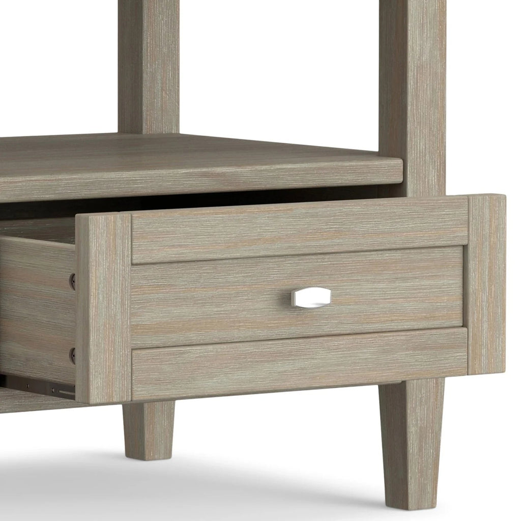 Solid Wood Rectangle End Table With Drawer And Shelf, 18.1in D x 20in W x 19.5in H - Norfolk