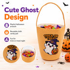 MetMetalrt Trick or Treat Bucket – Orange Cute Ghost Candy Buckets & Tote Bags for Halloween Party Decoration