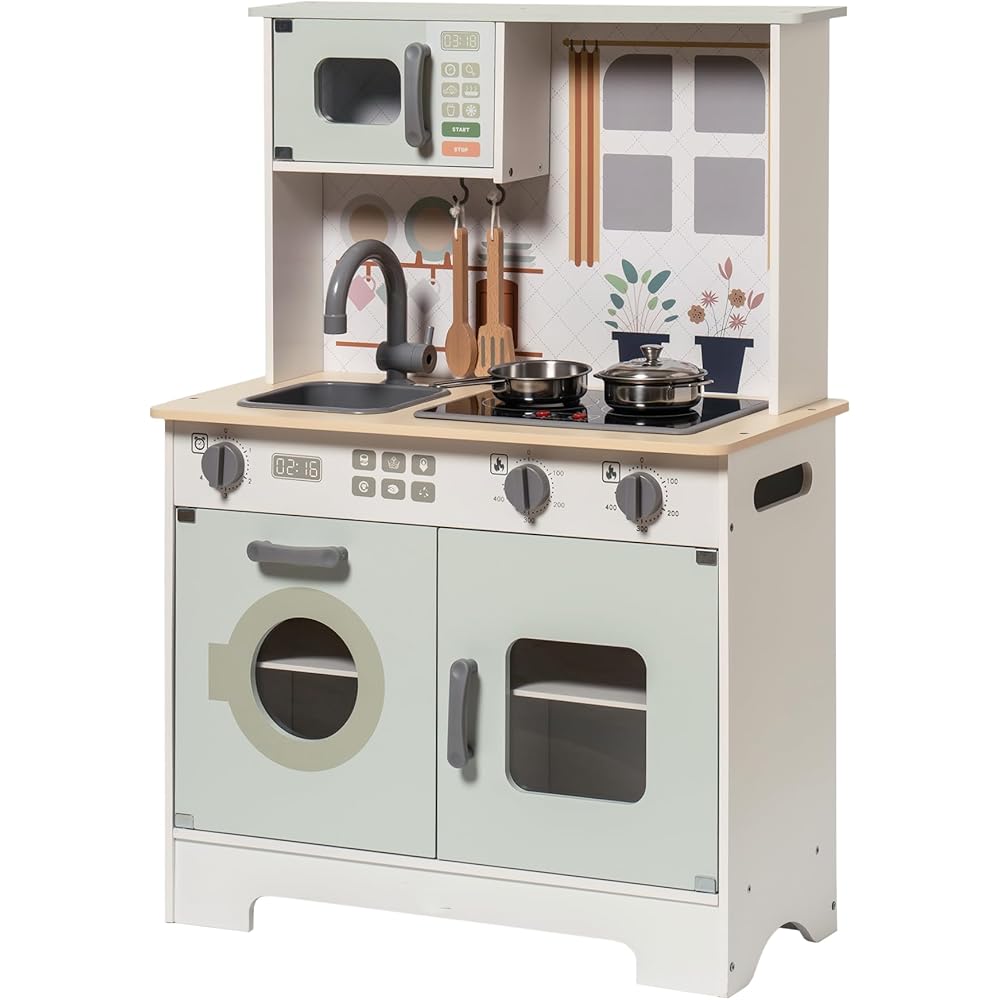 Robotime Wooden Play Kitchen Playset With Lights And Sounds