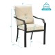 4-Piece Outdoor Dining Chair Set With Removable Cushions, Black Frame And Beige Cushions - 27 x 24 x 35 in