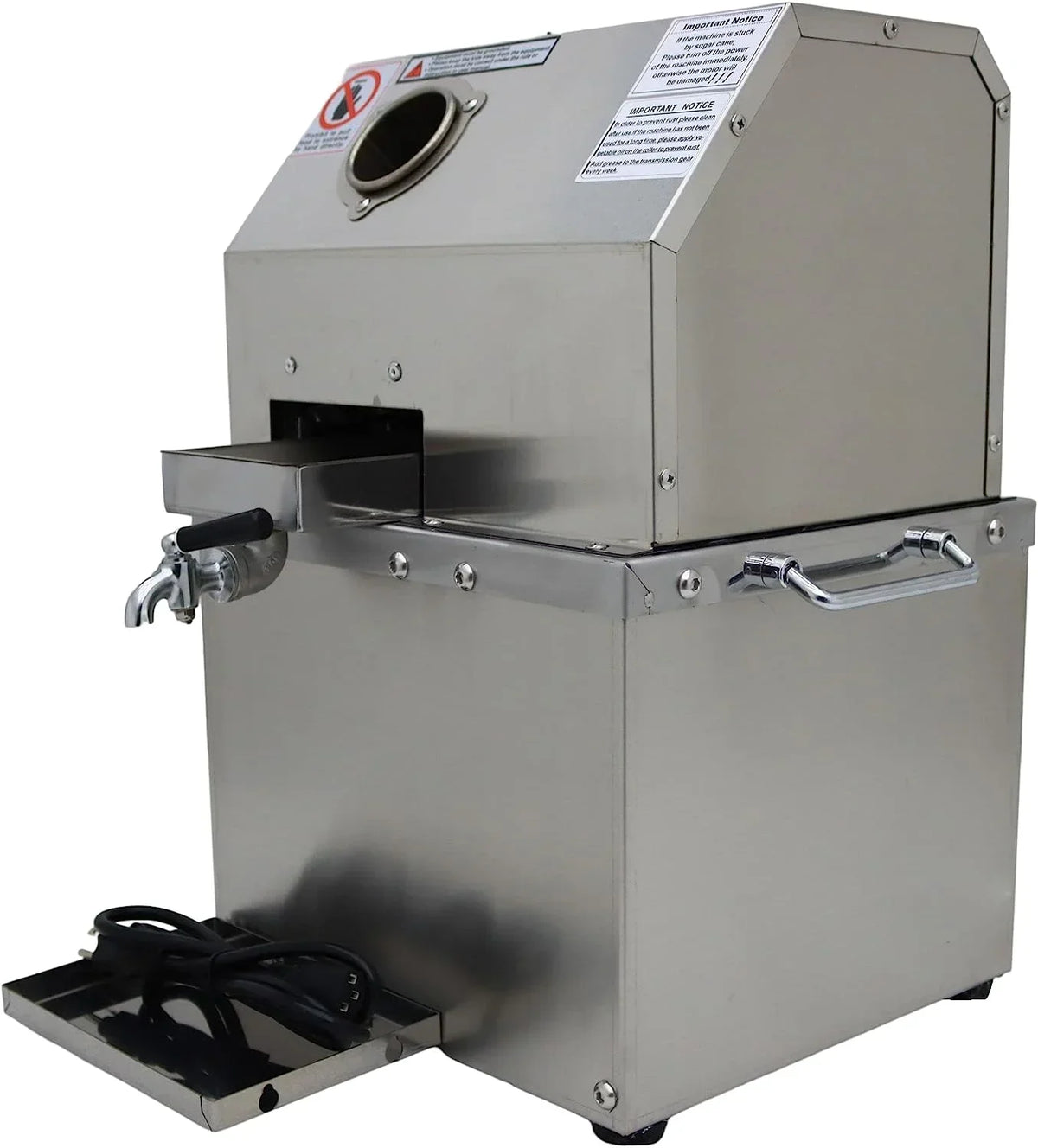 EQCOTWEA Electric Sugar Cane Juicer Press Machine With Three Stainless Steel Rollers