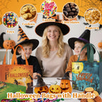 HiberyHom 12 Pcs Halloween Trick or Treat Bags with Handles, Gift Bags & Party Favor Bags for Kids, 8.27 x 5.91 x 7.87 inches