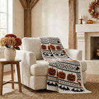 My Texas House Halloween Pumpkins and Bats Cotton Knit Throw, Multicolor, 50" x 60"