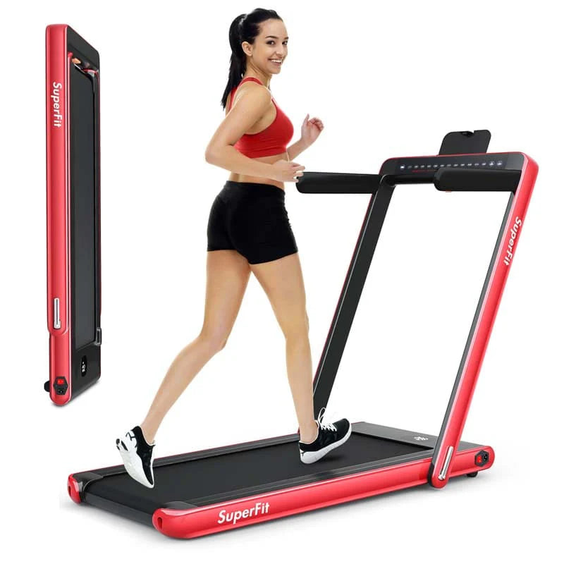 2 In 1 Folding Treadmill, 2.25 HP, 40 in x 16 in Running Area, Dual Display And App Control