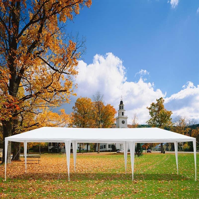 Outdoor Party Wedding Event Canopy Tent, 10 ft x 30 ft, White, 6 Removable Sidewalls, 2 Doorways