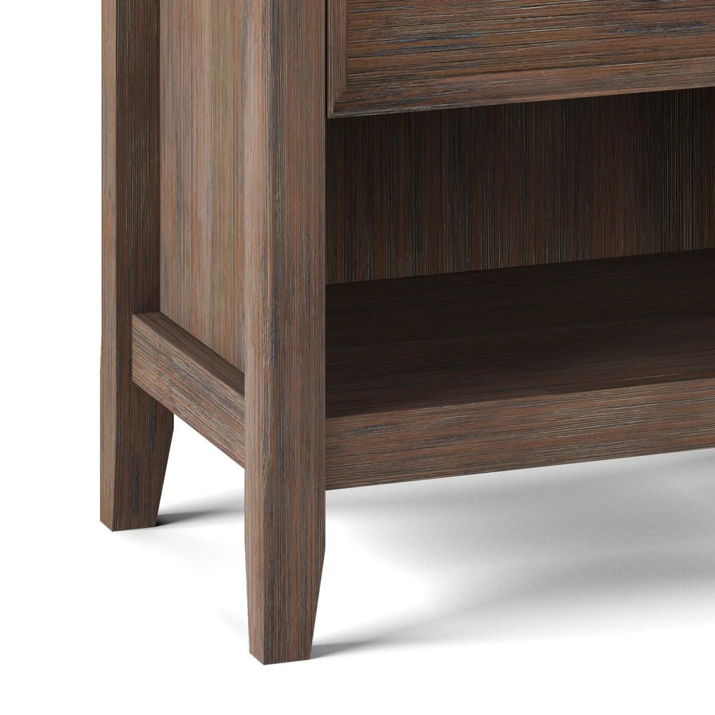 Solid Wood Nightstand With 2 Drawers And Open Shelf, 16 in D x 24 in W x 26 in H